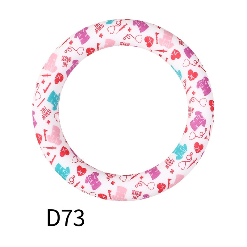 65mm Printed Silicone Beads Rings 28