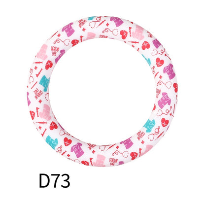 65mm Printed Silicone Beads Rings 28