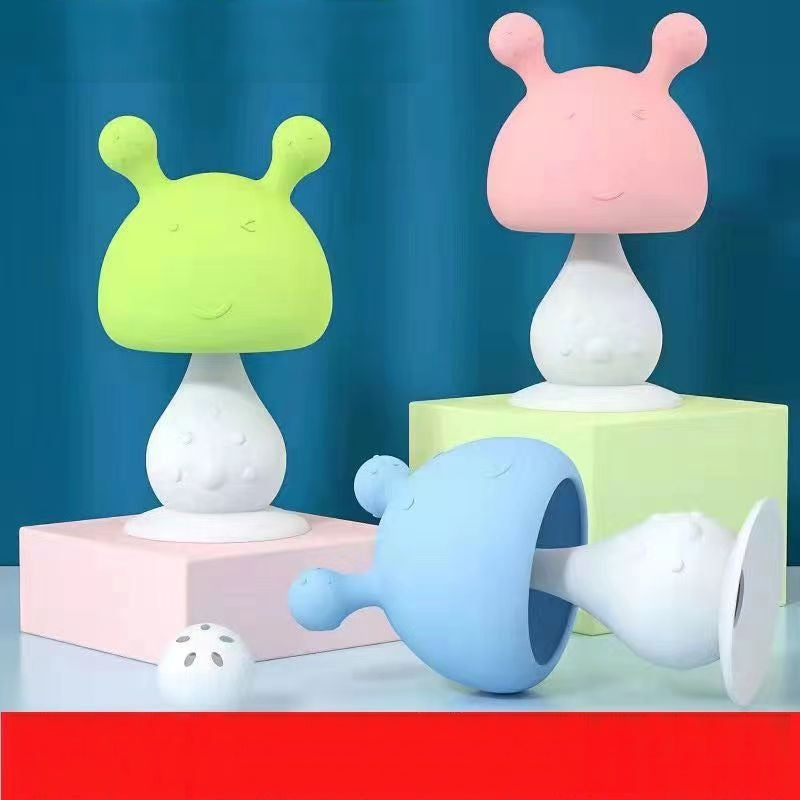 Silicone Mushroom Shaped Baby Teething Toy with Ringing Bell 2