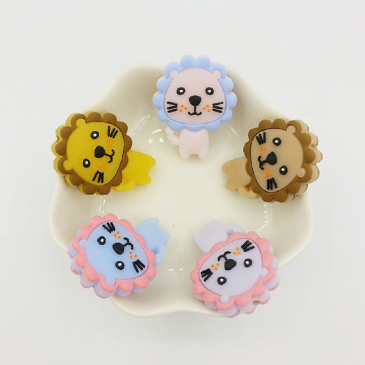 20pcs Silicone Focal Beads Lion Face with Mane Design