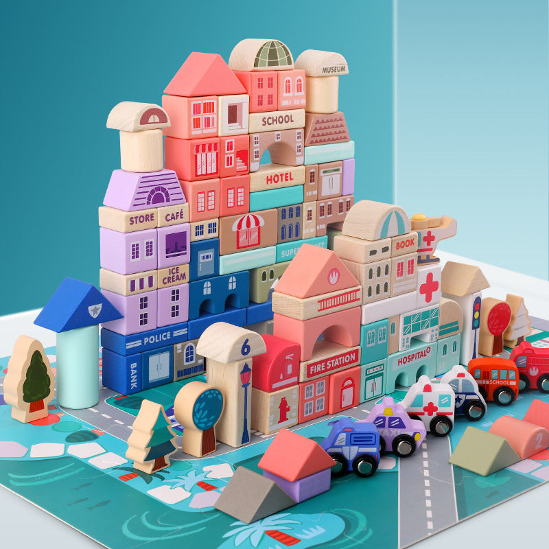 Wooden Building Blocks Educational Montessori Toys for Kids 2
