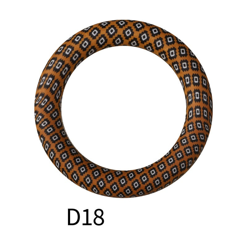 65mm Printed Silicone Beads Ring Shape Printed Design 24