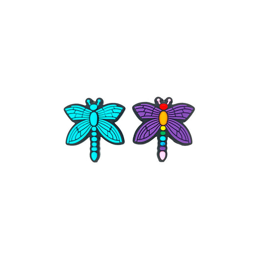 Silicone Focal Beads Blue Purple Colored Tail Dragonfly Side Profile