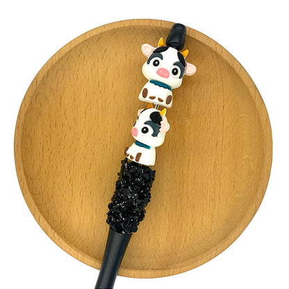 Silicone 3D Focal Beads Cute Cow Sitting Pose 2