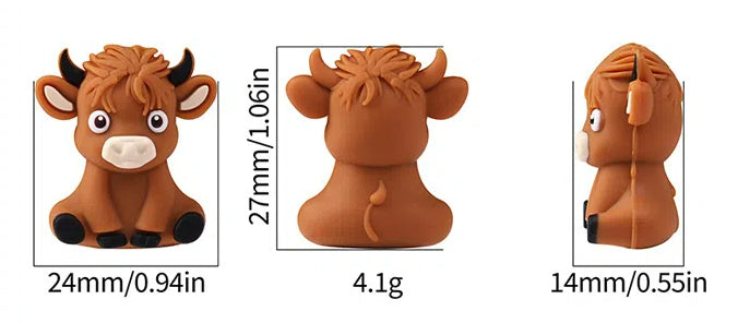 Silicone 3D Focal Beads Highland Cow Sitting Pose 2