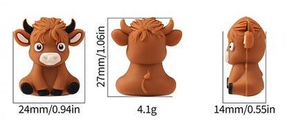 Silicone 3D Focal Beads Highland Cow Sitting Pose 2