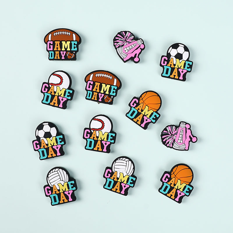 Silicone Focal Beads Ball Game Match Day Printed Text Design