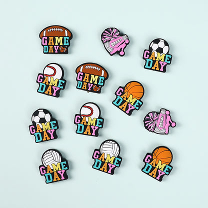 Silicone Focal Beads Ball Game Match Day Printed Text Design