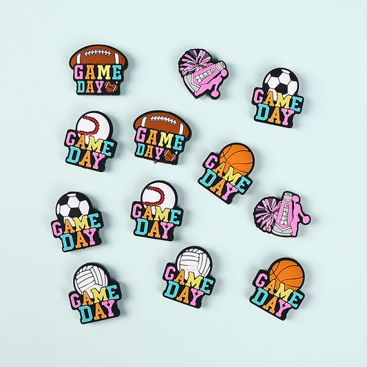 Silicone Focal Beads Ball Game Match Day Printed Text Design