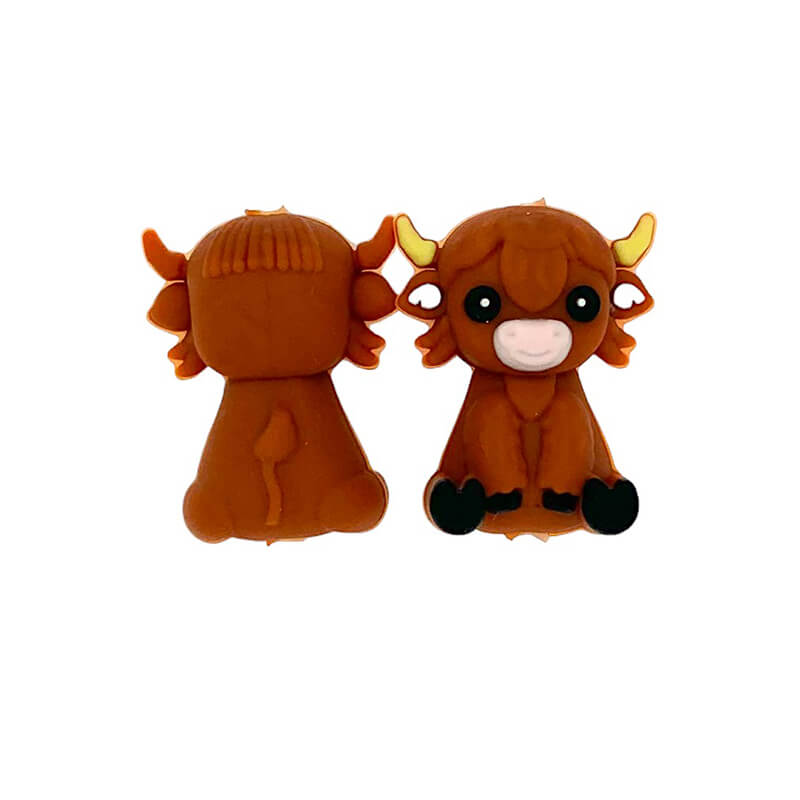 Silicone 3D Focal Beads Highland Cow Cattle Sitting Pose