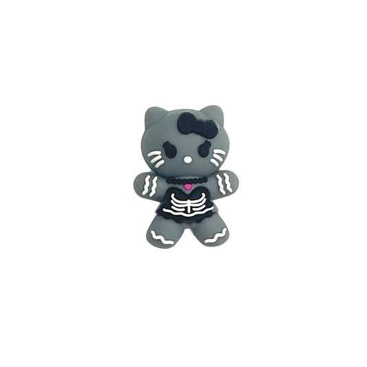 20Pcs Silicone 3D Focal Beads Halloween Black Bow Dress Grey Cat