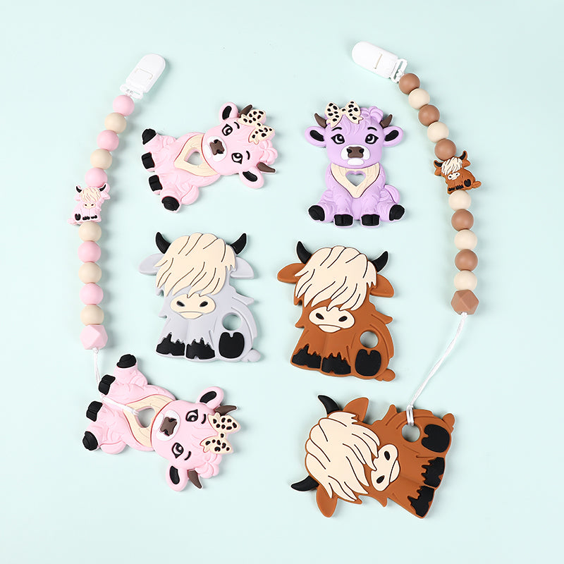 Silicone Highland Cow Teething Toy for Baby 5