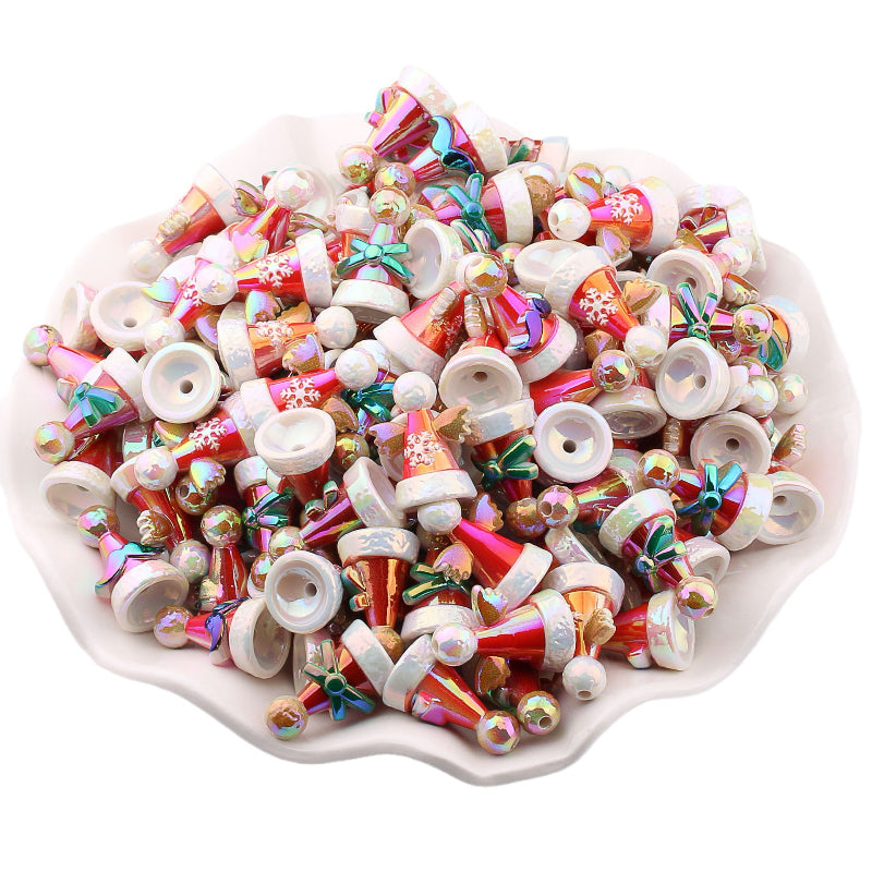 UV Plating Christmas Hat Acrylic Beads Electroplated Holiday Craft