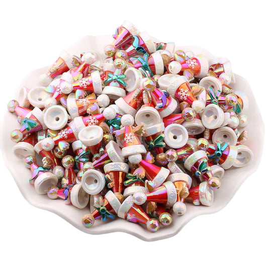 UV Plating Christmas Hat Acrylic Beads Electroplated Holiday Craft