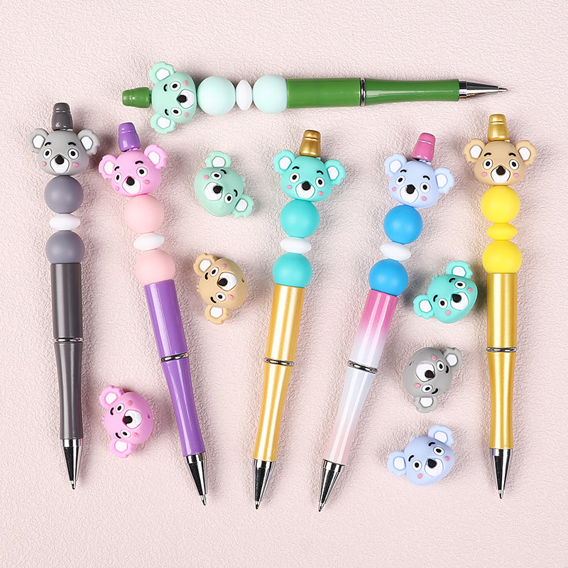 20Pcs Silicone 3D Focal Beads Koala Head Multi Color Design 6