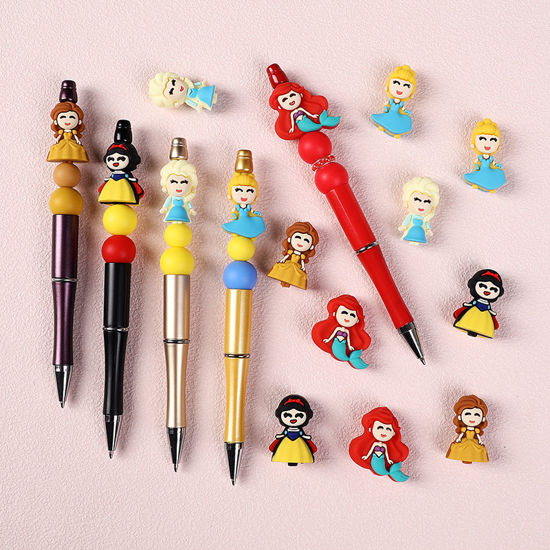 Silicone 3D Focal Beads Princess Girl Round Smiling Face 7