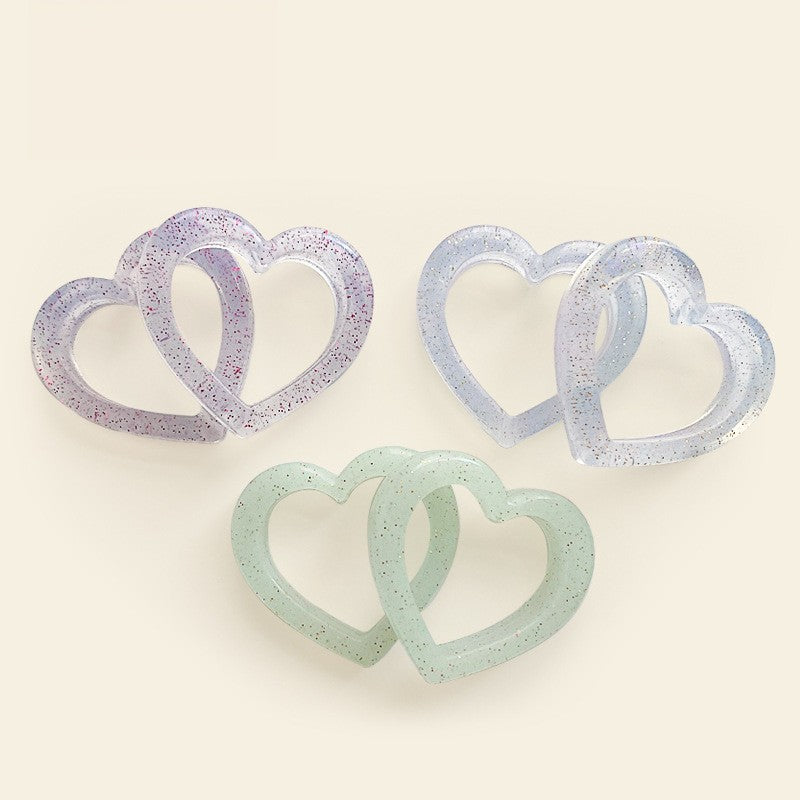 10pcs Circle Love Heart Silicone Beads Glitter Finish