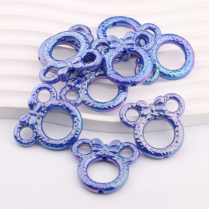 2Pcs 34x37mm Deep UV Color Plated Mickey Ring Head Acrylic Beads 10