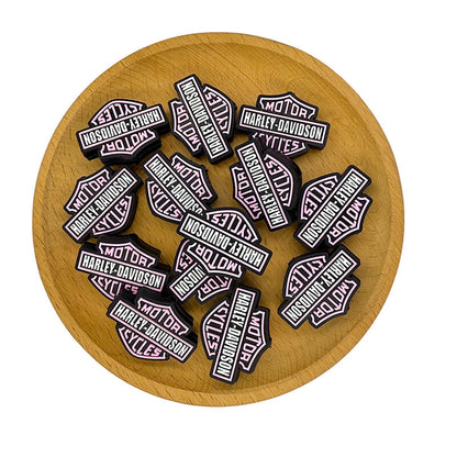 20Pcs Silicone Focal Beads Motorcycle Logo Emblem Pink Yellow 3