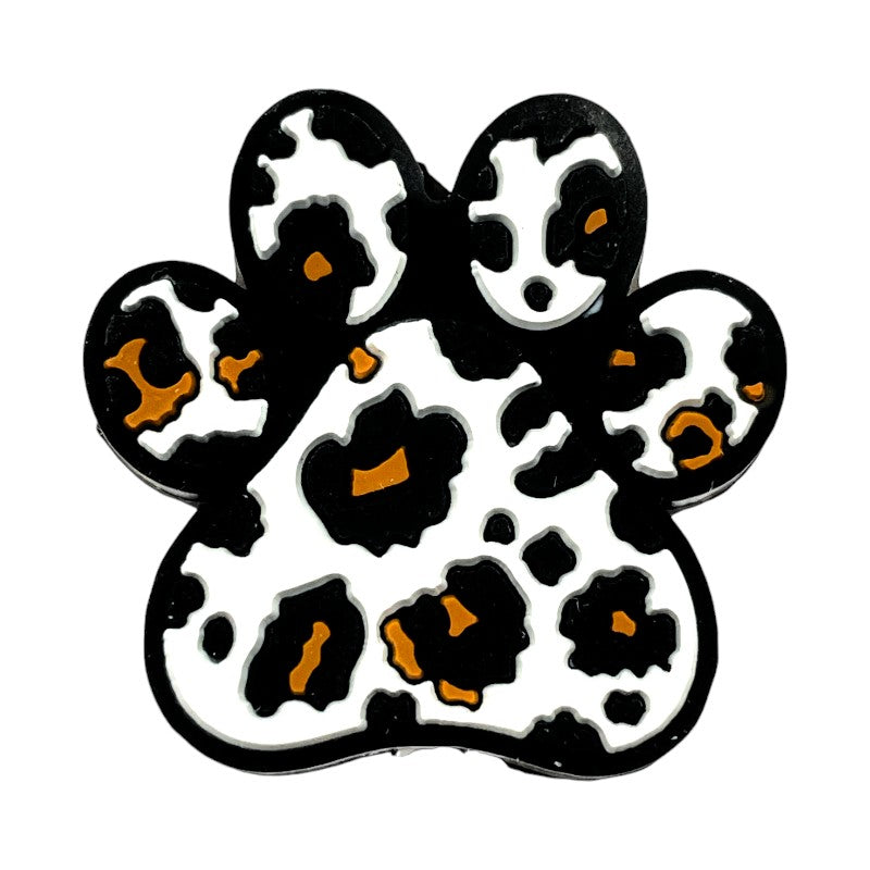 20pcs Silicone Focal Beads Dog Paw Spot Pattern