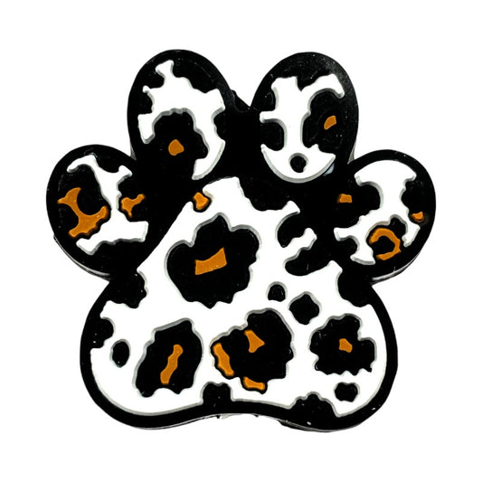 20pcs Silicone Focal Beads Dog Paw Spot Pattern