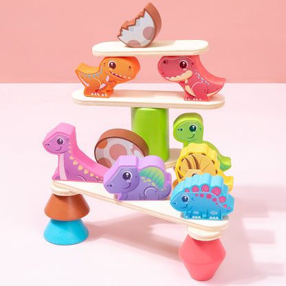 Wooden Dinosaur Building Blocks Balanced Assembly Educational Toy 3