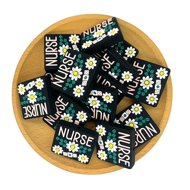 Silicone Focal Beads Medical Nurse Floral Band-Aide with Daisy Detail 2