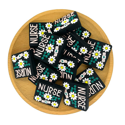 Silicone Focal Beads Medical Nurse Floral Band-Aide with Daisy Detail 2