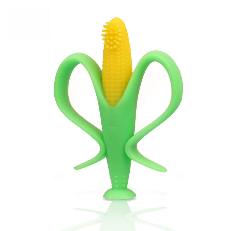 Corn Shape Silicone Teething Toy Baby Teether with Suction Cup 2