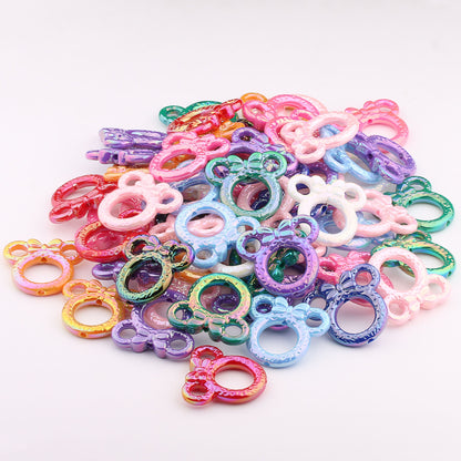 2Pcs 34x37mm Deep UV Color Plated Mickey Ring Head Acrylic Beads 2