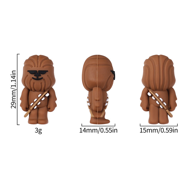 Silicone 3D Focal Beads Brown Alien Character Large Ears Side Profile 10