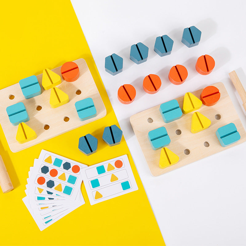 Wooden Double Screwing Montessori Toys Educational Fine Motor Skills 4