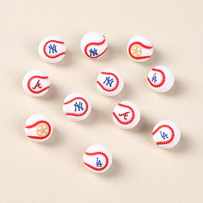 20mm 3D Silicone Focal Beads Baseball Team Front Facing 5
