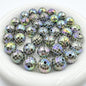 10pcs 16mm UV Finish Acrylic Plaid Round Beads DIY Bracelet Making 10