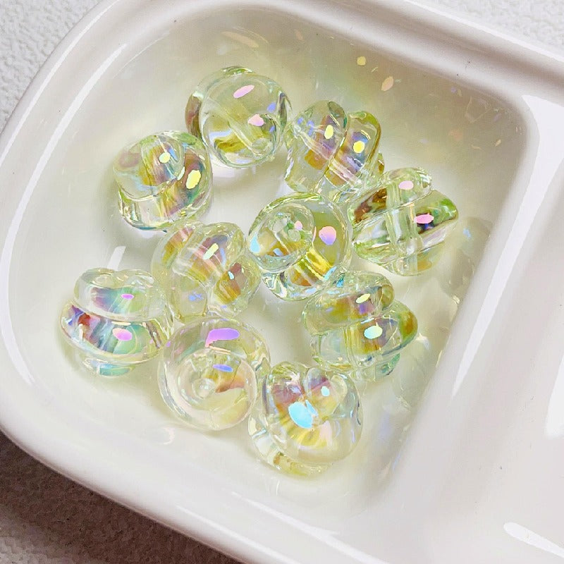 10pcs 17mm Spiral Acrylic Beads Transparent DIY Bracelet Making 10