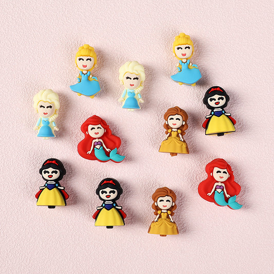 Silicone 3D Focal Beads Princess Girl Round Smiling Face
