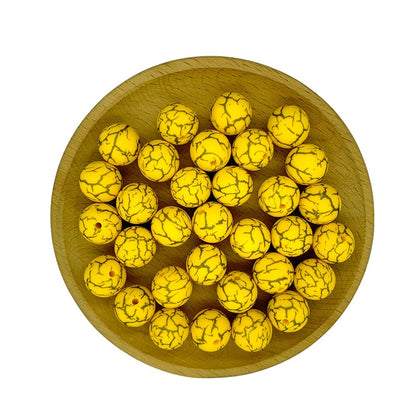 50pcs 15mm Printed Crackle Silicone Beads Colorful Design 12