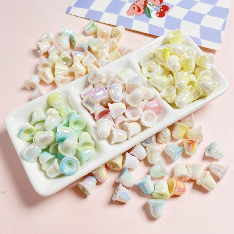 10pcs 11mm Double Colored Bell Acrylic Beads Orchid Bracelet Accessories
