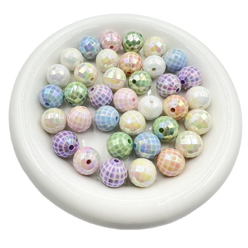 10pcs 16mm UV Finish Acrylic Plaid Round Beads DIY Bracelet Making 4