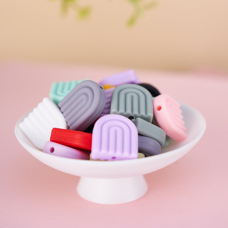 20pcs Silicone Focal Beads Arch Solid Color Design 5