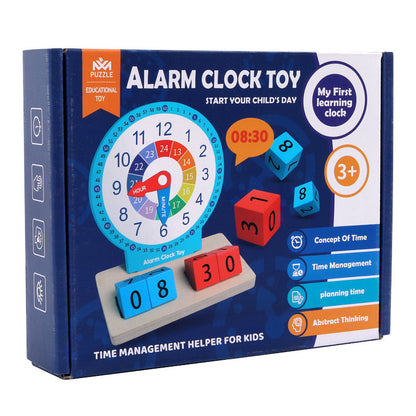 Wooden Montessori Toys Time Learning Alarm Clock Educational Toy 2