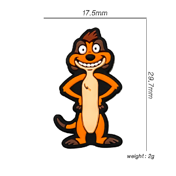 20Pcs Silicone Focal Beads Orange Standing Meerkat Character Front Facing