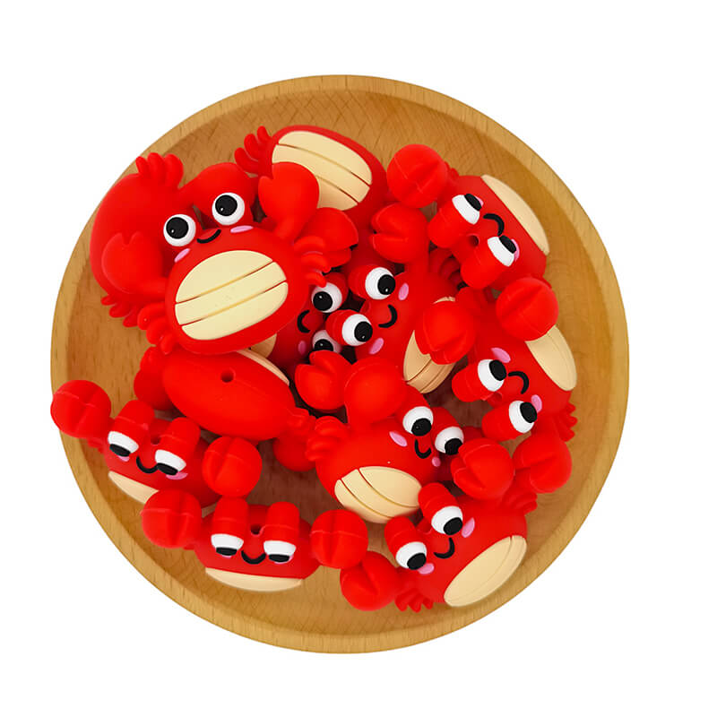 Silicone 3D Focal Beads Cute Big Eyes Crab Front Facing 2