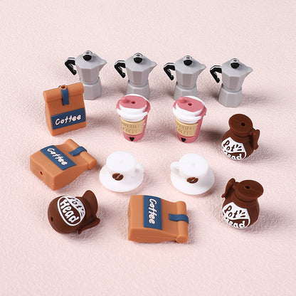 Silicone 3D Focal Beads Coffee Theme 3D Coffee Cup and Pot Designs 5