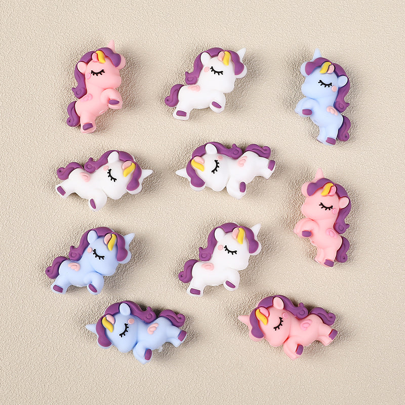 20Pcs Silicone 3D Focal Beads Unicorn Sleeping Pose 5