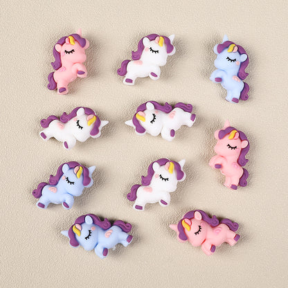 20Pcs Silicone 3D Focal Beads Unicorn Sleeping Pose 5
