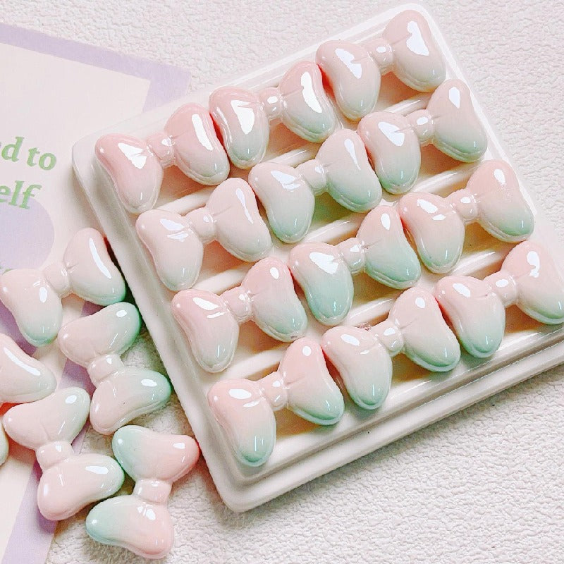 10pcs 25mm UV Finish Gradient Bow Acrylic Beads 2