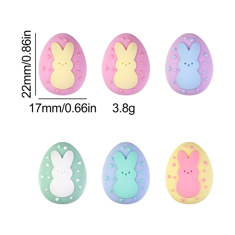 20Pcs Silicone 3D Focal Beads Easter Bunny Chick Holding Easter Egg 18