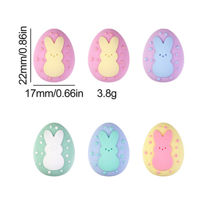 20Pcs Silicone 3D Focal Beads Easter Bunny Chick Holding Easter Egg 18