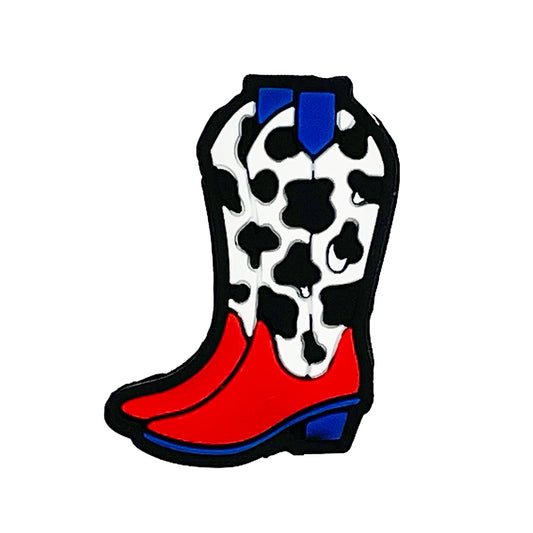 20pcs Silicone Focal Beads Boots Red Blue Heel with Black White Spots